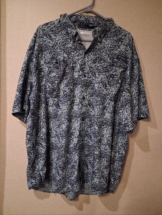 Columbia Other - Columbia Men’s Short Sleeve Printed Polo - Navy & Light Green XXL